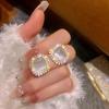 Korean Style Cubic Zirconia Geometric Cat's Eye Tassel Earrings - Luxurious & Exquisite Fashion Accessories