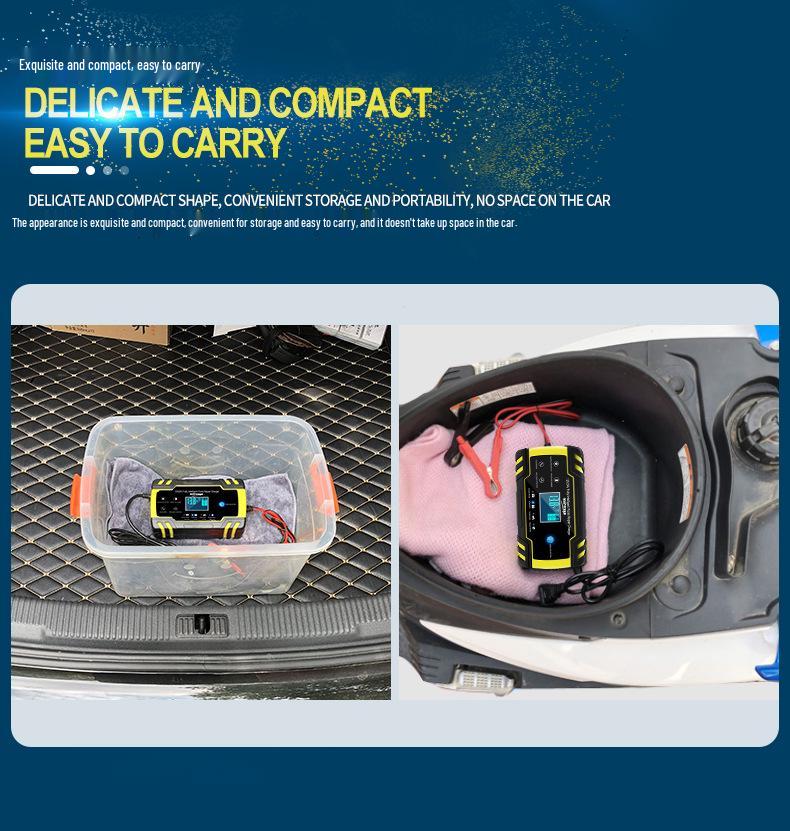 12/24V 8A Pulse Repair Charger with LCD for Motorcycle/Car Batteries