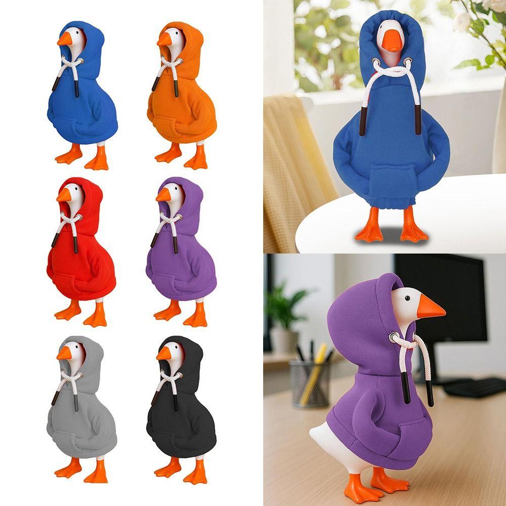Creative 5 Inch Goose Outfits Red Hoodies Soft Solid Color Mini Porch Goose Hoodies Tabletop Goose Costume for Decoration