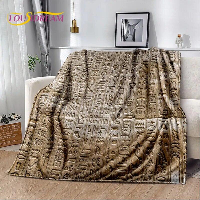 3D Egyptian Mythology Pharaoh Hieroglyphics Soft Plush Blanket,Flannel Blanket Throw Blanket for Living Room Bedroom Sofa Picnic