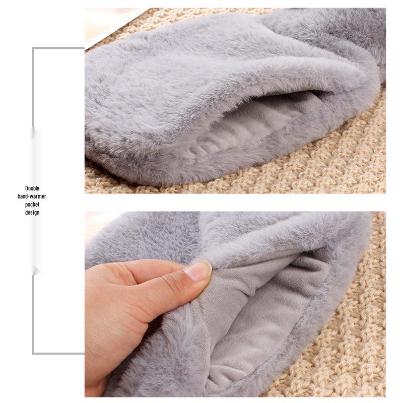 Dual-Plug Plush Hot Water Bottle with PVC Liner