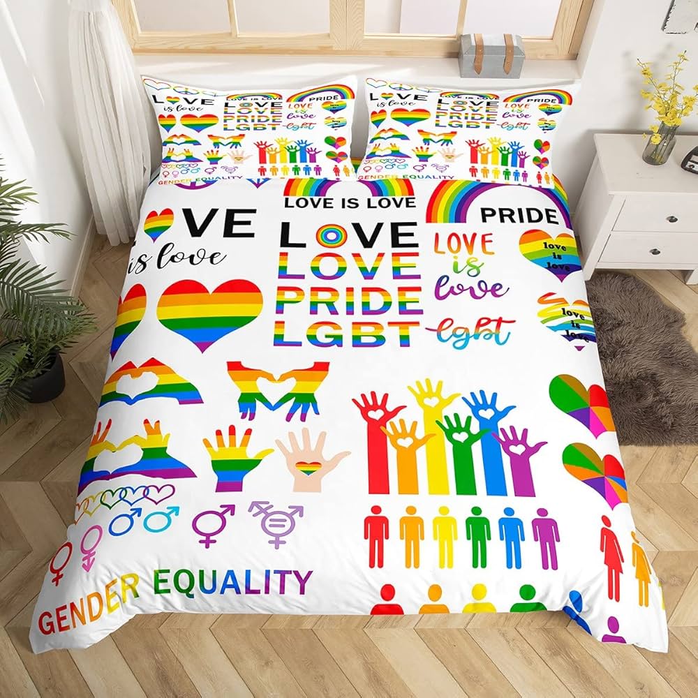 Colorful Swirl Bedding Set,Rainbow Stripes Duvet Cover Twin King Size Pride Theme Comforter Cover Abstract Art Bedspread Cover