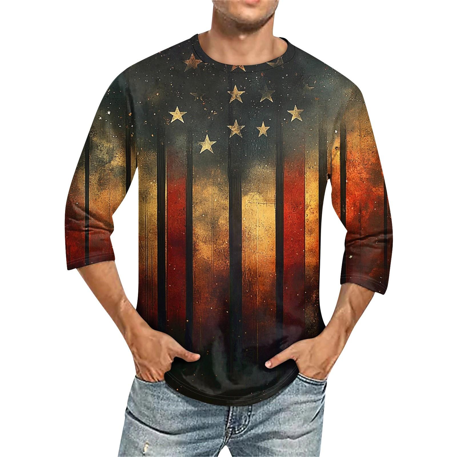 

Мужская однотонная футболка с круглым вырезом и рукавами три четверти XXL чёрный