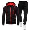 Mens Hooded Sweatshirt Set Casual Two-Piece Outfit Loose Fit Fleece-Lined Winter Sportswear