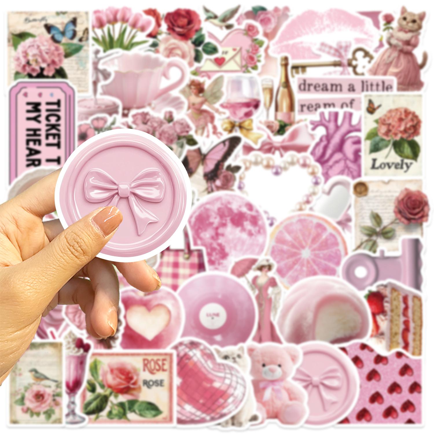 

50 Cartoon Pink Aesthetic Graffiti Stickers Decorate Guitar Notebook Suitcase DIY Waterproof