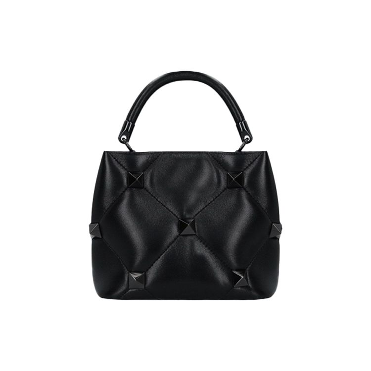 Valentino Nappaleder-Tragetasche mit Ton-in-Ton-Nieten Damenhandtaschen Schwarz WW2B0I97LWB0NO