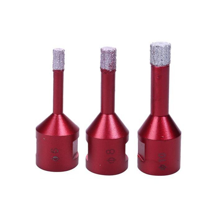 Trépans de forage diamantés - AIMOONSA - 6/8/10 mm (Pack 3) - Filetage M14 - Brasage sous vide - Pour carrelage, marbre