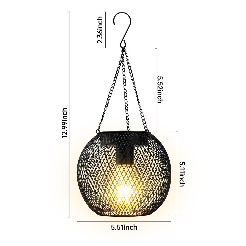 JYL TS/014,Solar Chinese Style Rattan Vintage Lantern Hanging Pendant Light for Outdoor Garden Balcony Decor