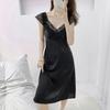 Ice Silk Slip Dress For Women With Vneck And Padding For Sleep And Lounge