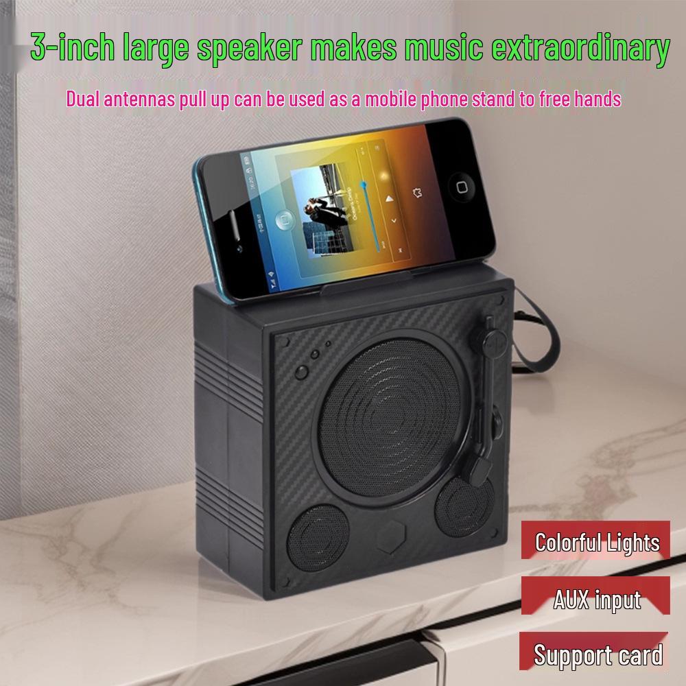 Bluetooth Speaker with Dual-Microphone Antenna, Solar Power, USB Flash Drive, Card Slot, and TWS Connectivity.