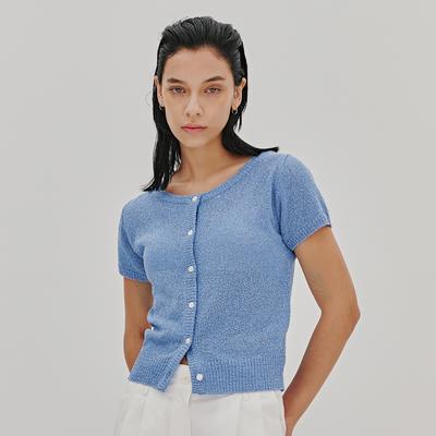 Oder Sparkle Two-Way Short Sleeve Cardigan - Blue Silver