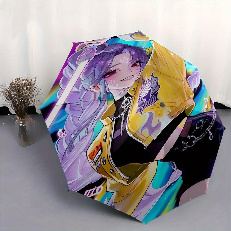 KPop Demon Hunters Automatic opening and closing folding umbrella with 8-rib frame and compact travel design, perfect for all occasions | St