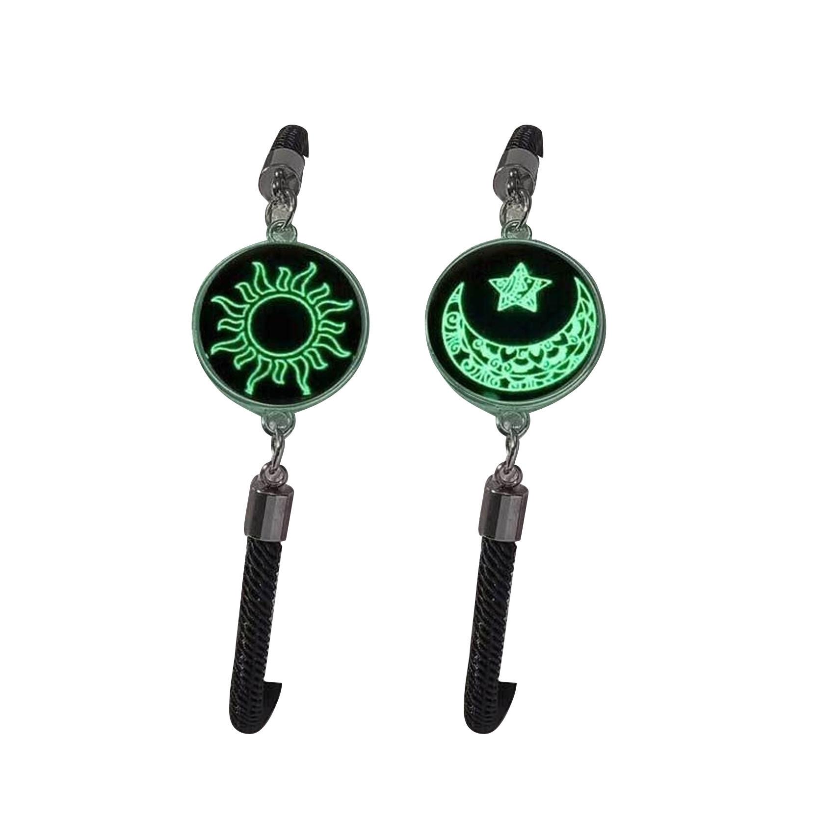 

Светящийся плетеный браслет для любителей Солнца и Луны, черный регулируемый браслет из нержавеющей стали с драгоценным камнем, романтический гладкий браслет с звеньями, ювелирные изделия чёрный