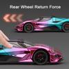 1:24 Scale Plating Apollo Project EVO Sports Car Model Toy Pull Back Sound Light Wheel Steering Supercar Models Desktop Ornament