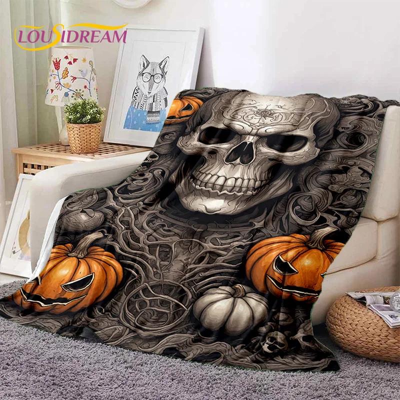 3D Horror Gothic Skull Skeleton Soft Flannel Blankets,Throw Blanket Comfortable Blanket for Picnic Beds Sofa Home Bedroom Gifts