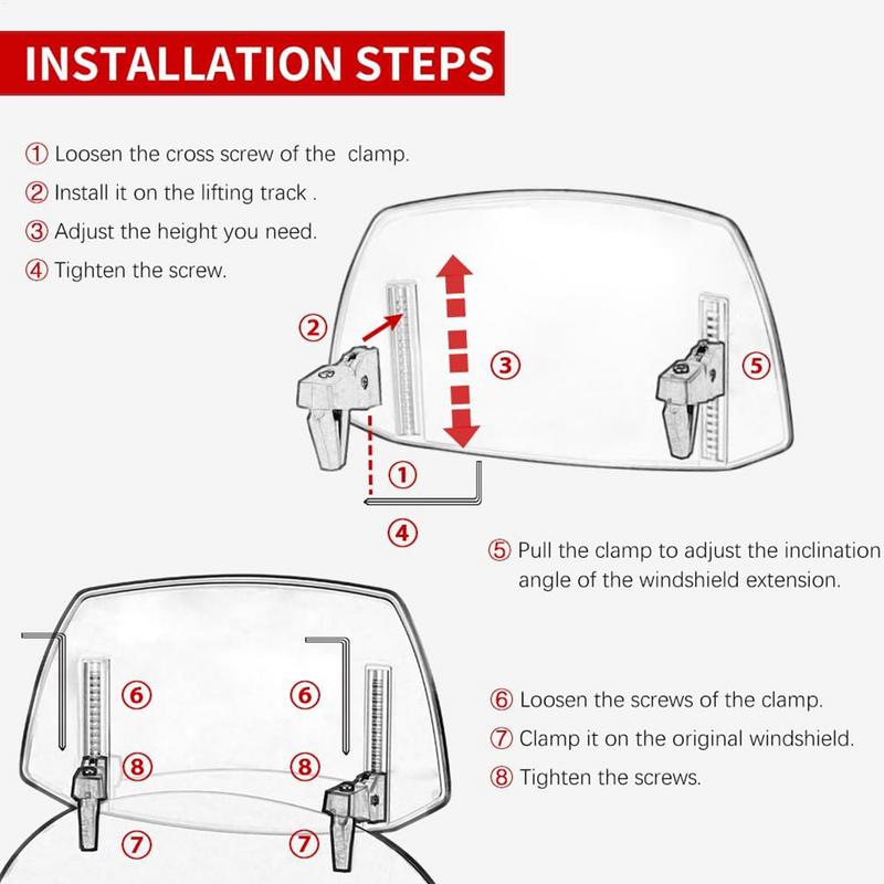 Motorcycle Windshield Extension Motorbike Wind Deflector Airflow Windscreen Wind Deflector Motorcycle Air Deflector