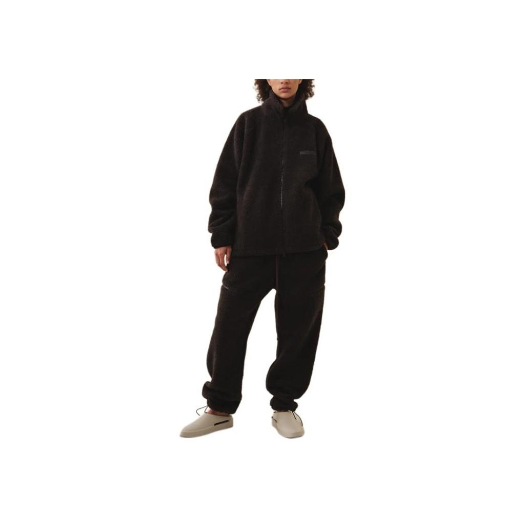 Fear of God Essentials Polarfleece Jacke mit durchgehendem Reißverschluss und Stehkragen Herrenjacke Eisenschwarz FOG-SS22-560