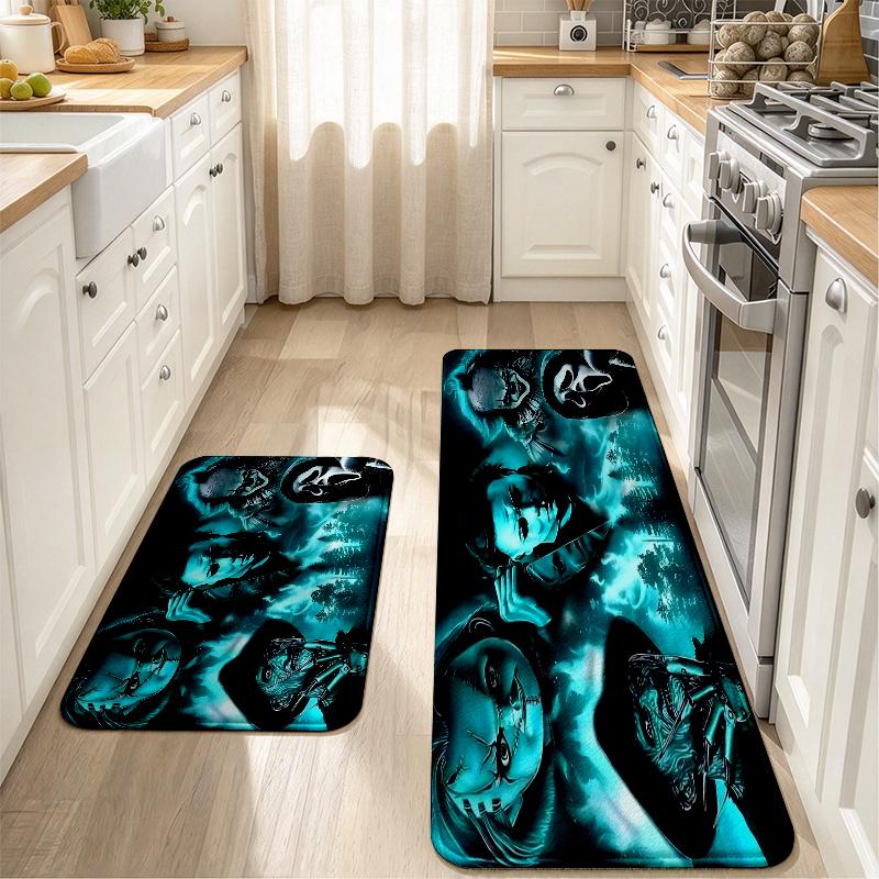 Horror Halloween Flannel Kitchen Mat Christmas Soft Area Rug Non Slip Floor Carpet Home Decoration