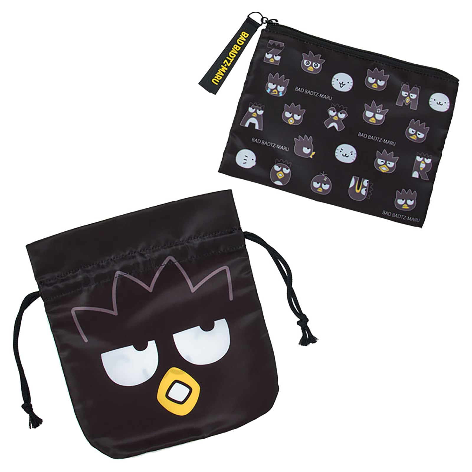 

Sanrio Pouch Drawstring Bag Funny Face Ages 3 and up 753599 & (Hangyodon & Badtz-Maru Design) Badtz-Maru