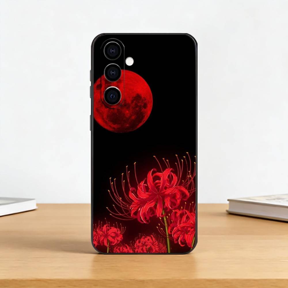 Red Spider L-lily Phone Case For Samsung Galaxy A73,A72,A71,A70,A53,A52,A51,Others Soft Black Cover