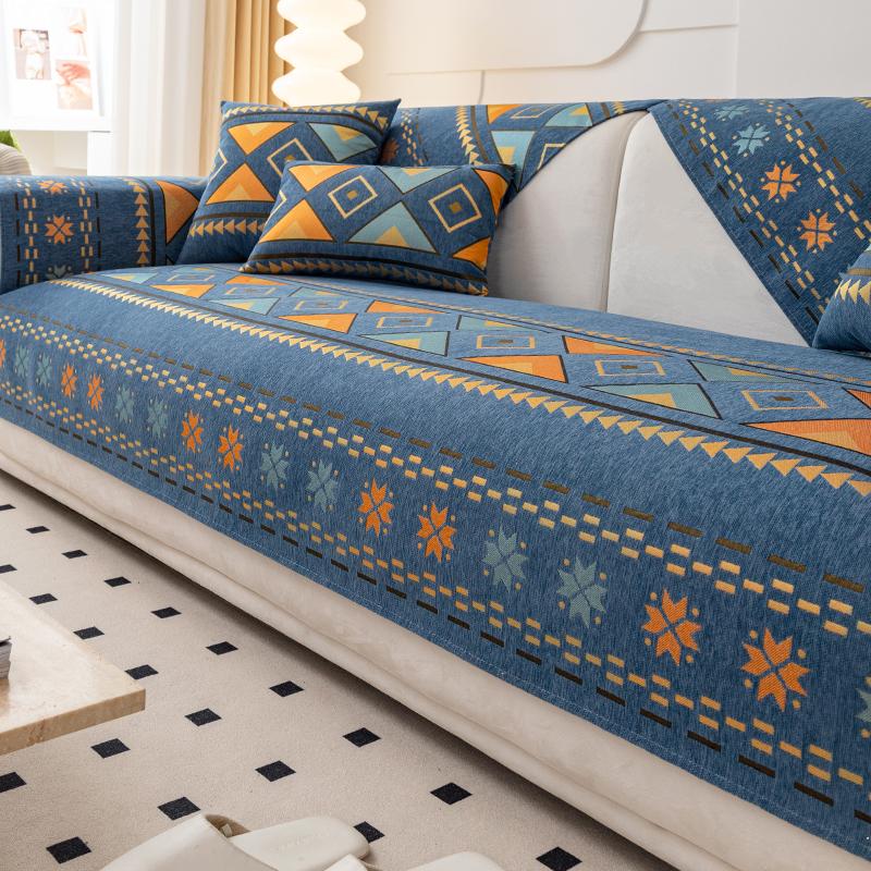 Bohemian Style Sofa Mat, All-season Universal, Anti Slip, Scratch Resistant, Pet Friendly 1/2/3/4 Sofa Protective Cover