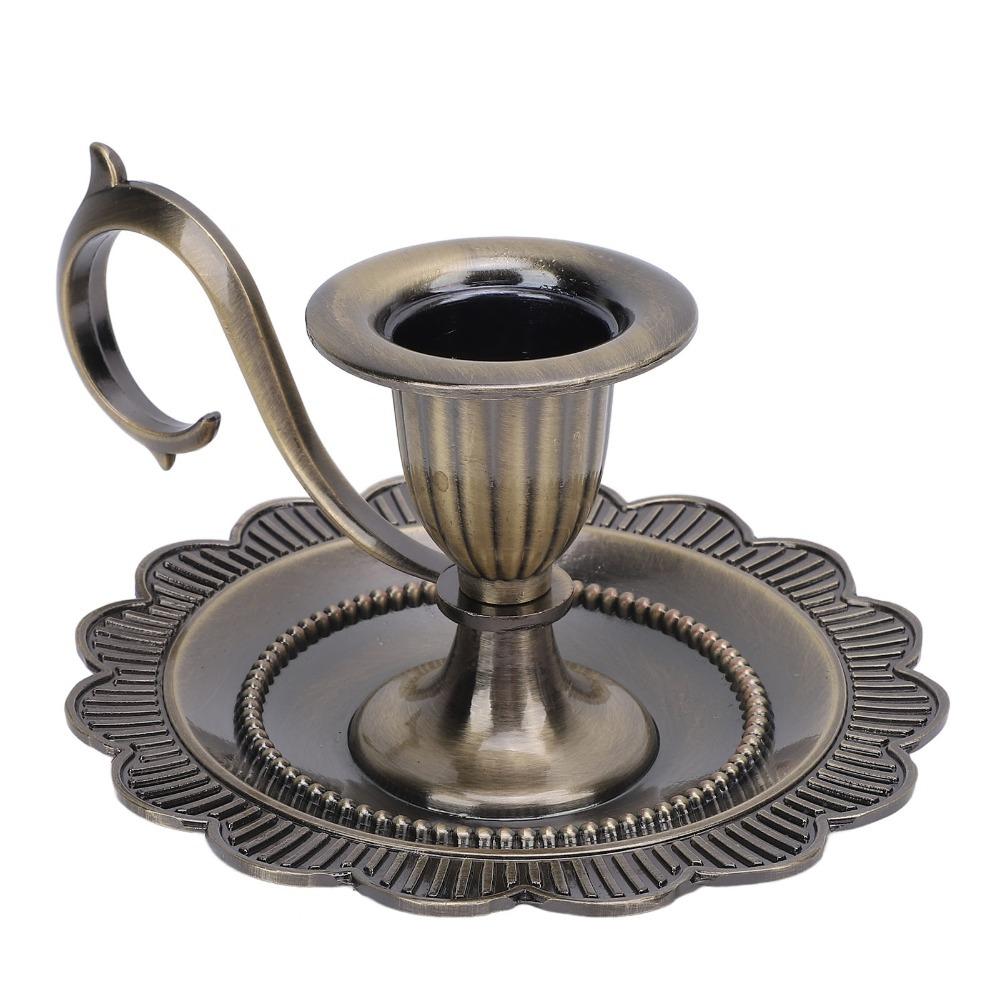 Handle Stand Candlestick Holder Drip Catcher Tray Chamberstick Candle Holder Wedding Centerpiece