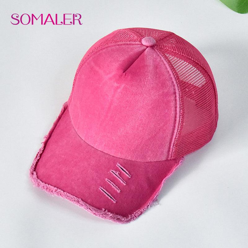 Unisex Sommer Baseballkappen mit Netzrücken Outdoor Einfarbig Retro Baseballkappe für Damen Vintage Sport Schirmmützen für Teenager