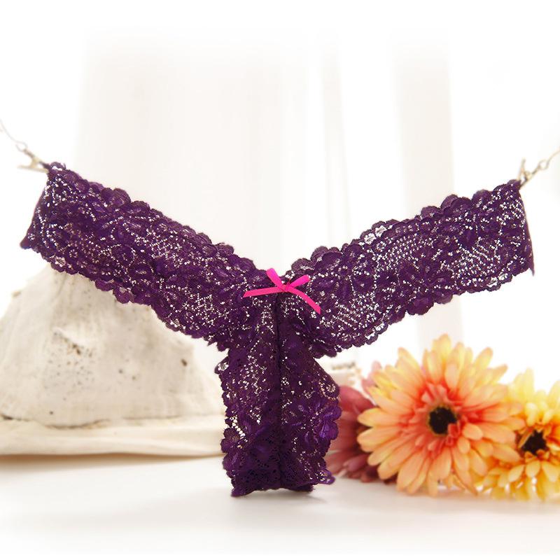 

Женские стринги, сексуальное нижнее белье, прозрачные кружевные трусики, бесшовные трусы с низкой посадкой, мягкие интимные трусы one size фиолетовый