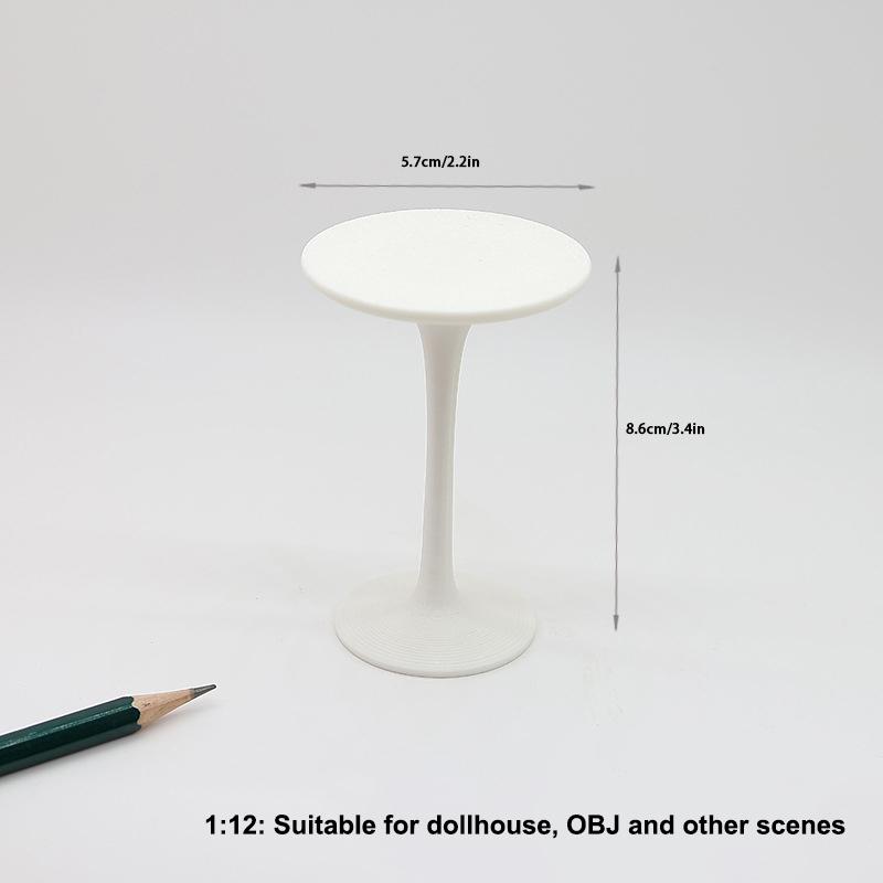 Mini Dollhouse Furniture Toys, High-Legged Round Table & Bar Chair Model for Realistic Living Scene Decoration