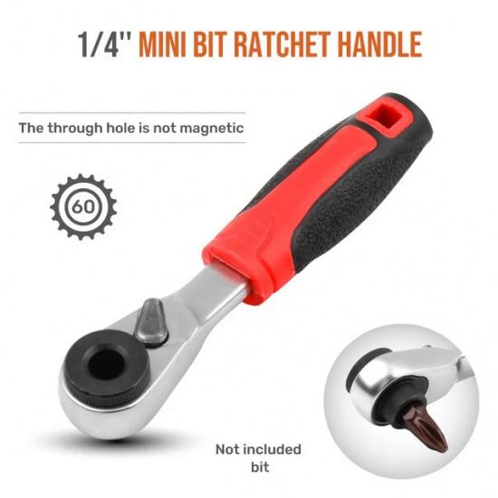 LiTuiLi Mini 1/4" Ratchet Wrench Double Ended Quick Hex Torque Spanner Set Rod Screwdriver Bit Tool Socket Ratchet Handle Wrench