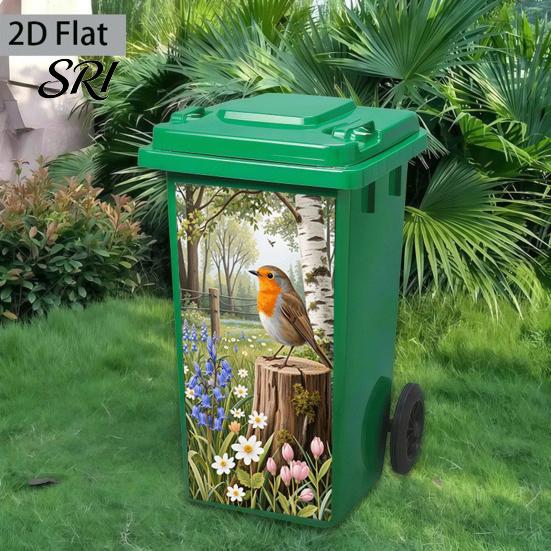 Trash Can Decals Stickers Self-Adhesive Waterproof Outdoor Garbage Bin Decoration Simulation Animal Plant Themes Weather-Resistant Labels Tags