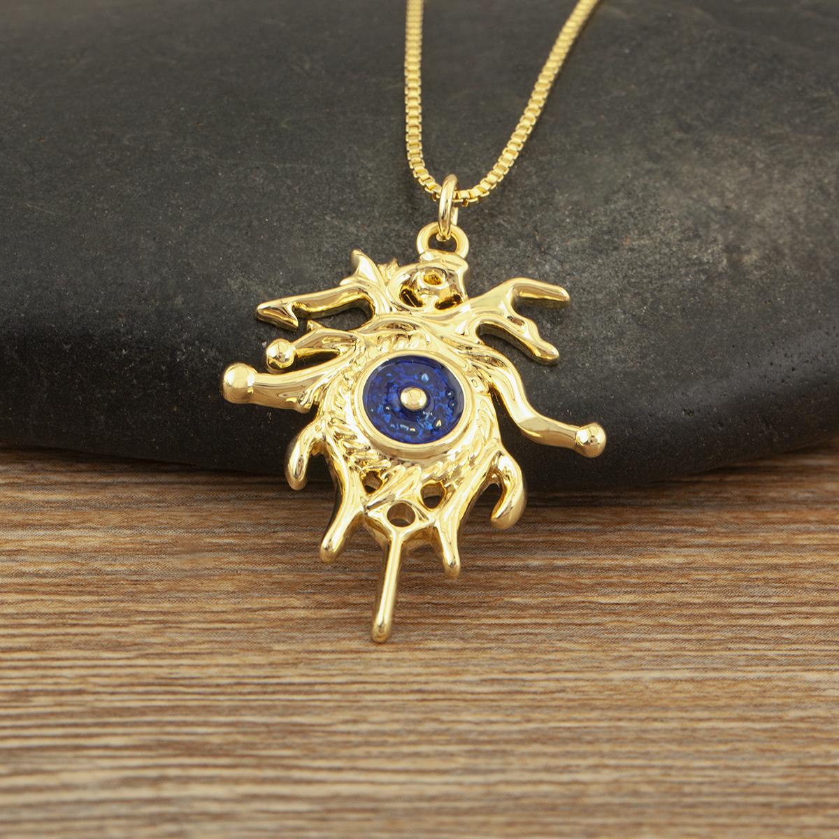 

Nidin New Arrival Unique Flame Evil Eye Pendant Necklace Vintage Turkish Amulet Dripping Oil Protection Jewelry For Men Women темно-синього кольору