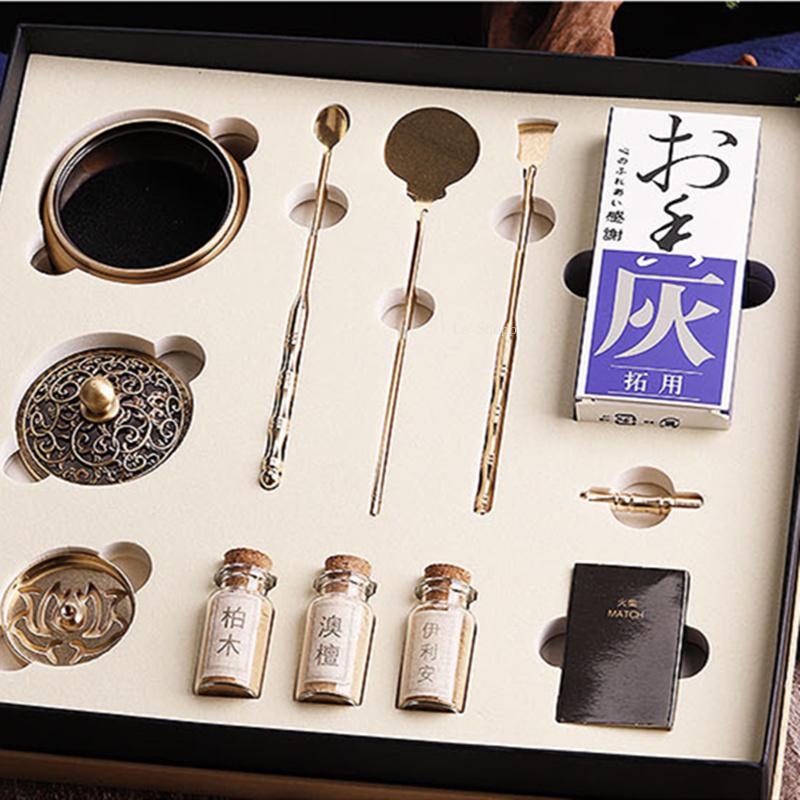 Pure Copper Incense Burner DIY Incense Seal Incense Road Entry Ceramic Set Incense Shovel Incense Spoon Extension Tool Gift Box