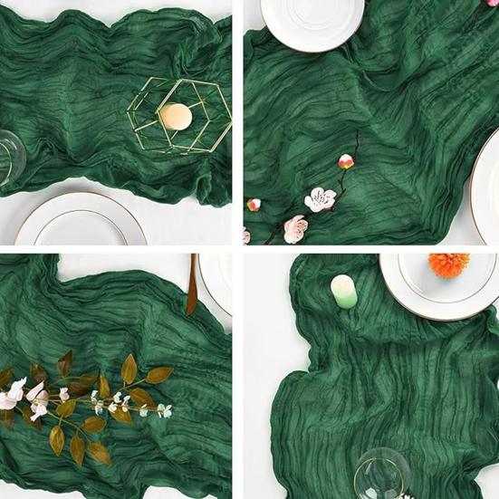 Nordic Pleated Table Runner Textured Gauze Fabric Decorative Tablecloth for Wedding Party Decor Wrinkle Napkins Placemats Elegant Photography Backdrop