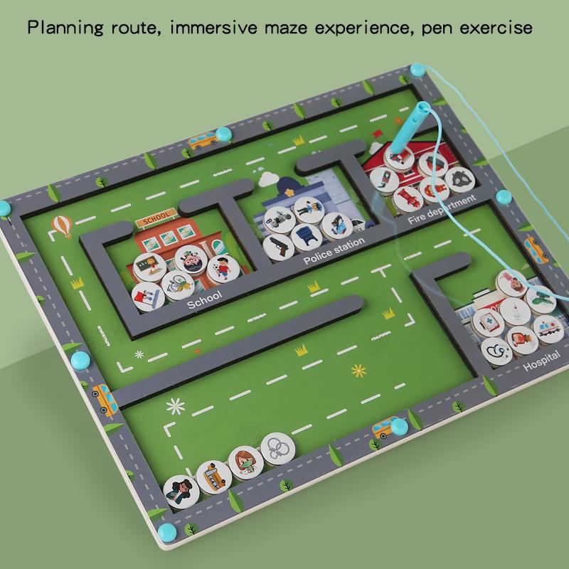 Kids Magnetic Pen Moving Bead Game Educational Fine Motor Skills Toy Montessori Color Sorting Toys Educational Toys for Kids