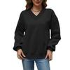 Fall Casual Drop Shoulder V Neck Oversized Sweatshirts Womens Fleece Long Sleeve Pullover Top Outfits