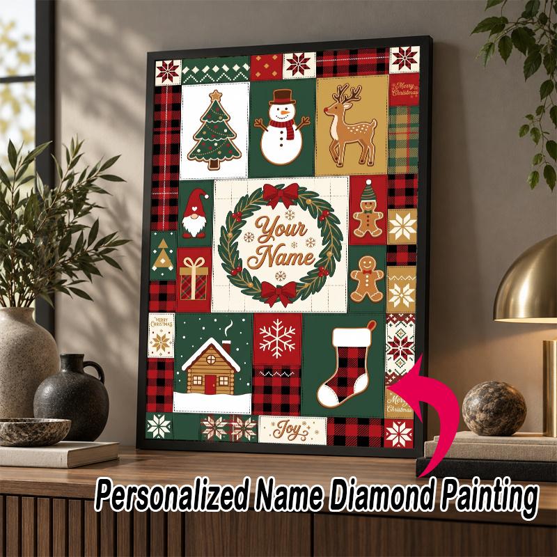Custom Name Christmas 5D Diamond Painting Personalized Full Drill Diamond Art Kit Gift
