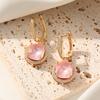 Fashion Round Dangle Earrings for Women New Golden Zirconia Drop Earring Wedding Party Jewelry Accessories