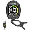 LEKATO Clip-on Tuner, Guitar Tuning, Metronome, Tone Generator, 3-in-1, Rechargeable, LCD Screen for Bass, Ukulele, and Violin