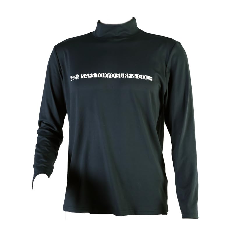 SAFS Mock Neck Long Sleeve Golf Thermal Cool To the Size M Men's Shirt, Quick-Drying, Innerwear, Touch, Sports, Casual, Black,