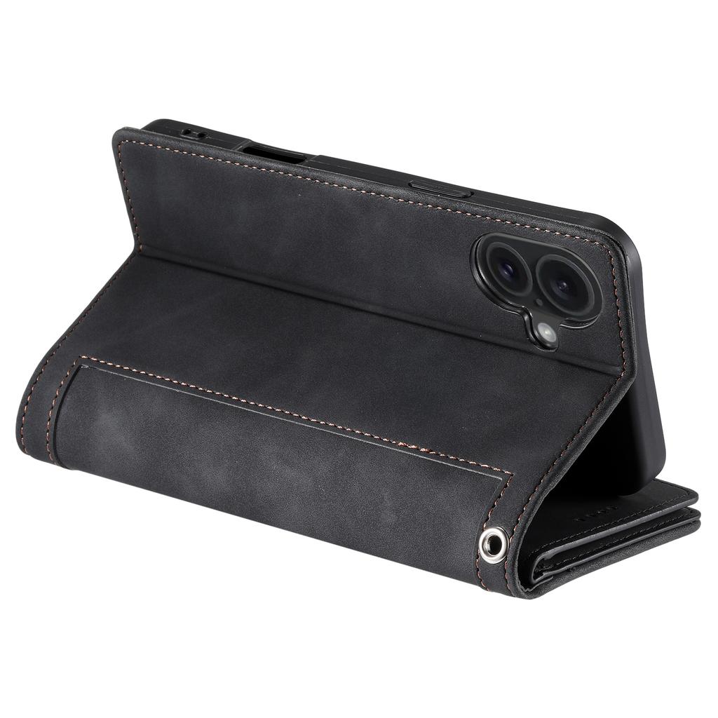 For iPhone 16 Plus Case Zipper Pocket 9 Card Slots PU Leather Phone Cover