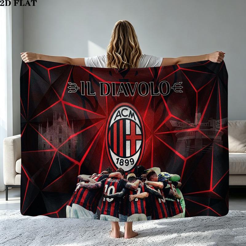 AC Milan Print Flannel Blanket High Quality Warm Comfortable Cover for All Seasons Perfect for Gifts Home Decor