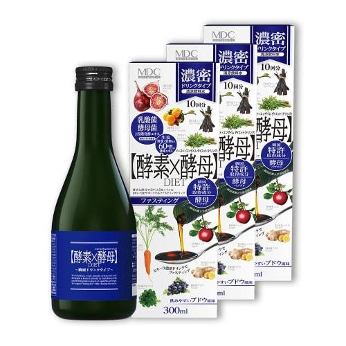 MDC Metabolic Yeast X Enzyme Diet Drink (300ml X 3 Bottles / Grape Flavor) Fermented Sugar-Free, Made In Japan (Yeast Peptide/Candle Bush) Fasting Rep