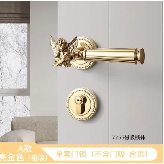 Golden Angel Handle Door Lock Zinc Alloy Mute Locks Bedroom Safety Lock Home Hardware Accessories Door Handle Silent Locks