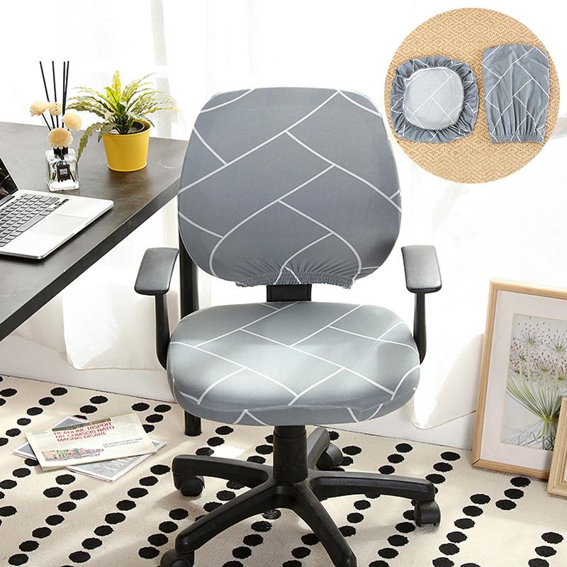Universal Split Seat Cover Office Chair Cover Stretch Spandex Computer Anti-Dust Armchair Slipcovers Removable Seat Protector