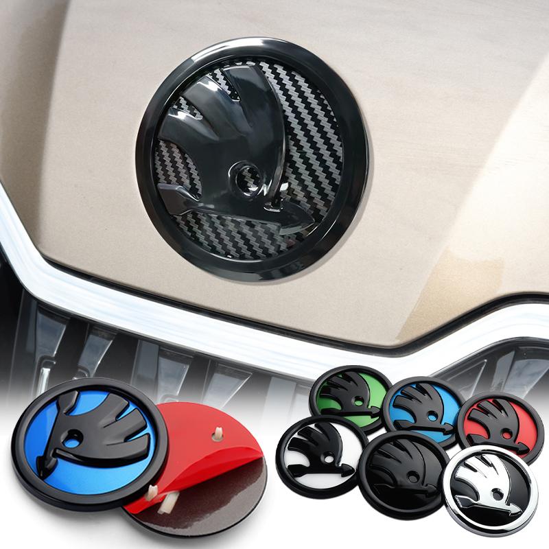 1pcs 80/90/100mm Car Front Hood Badge Rear Trunk Decoration Sticker For Skoda VII Rapid Fabia Superb Octavia Kodiaq Scala VRS ZA1