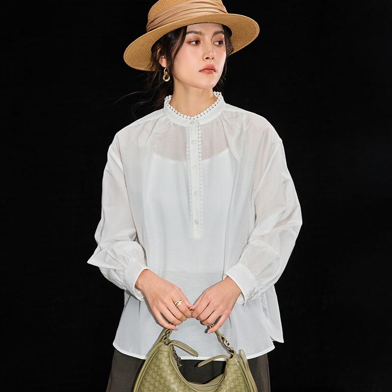 Elegant Silk Blend Lace Blouse M
