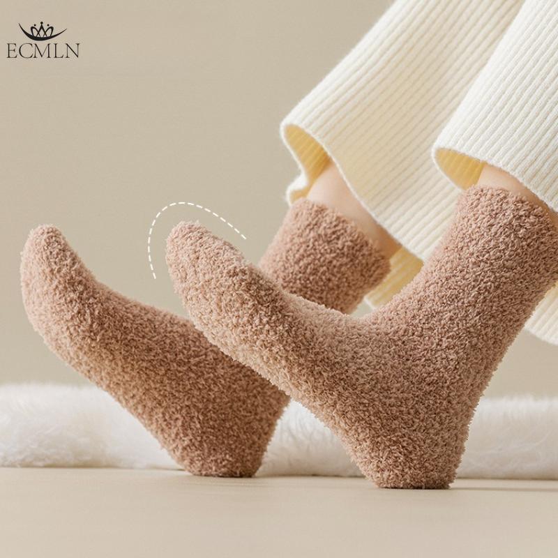 Coral Fleece Socks Autumn and Winter Women's Mid-calf Socks Non-shedding Fleece-lined Warm Sleep Socks Floor Socks