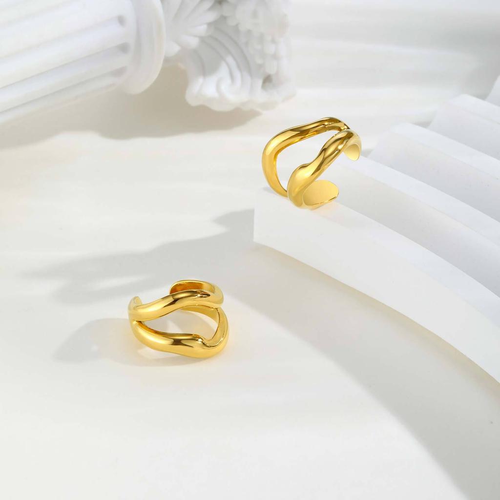 Vnox Minimalist 18K Gold Plated Cuff Earrings Stainless Steel Hollow Geometric Earring For Women Trendy Jewelry 2026 New