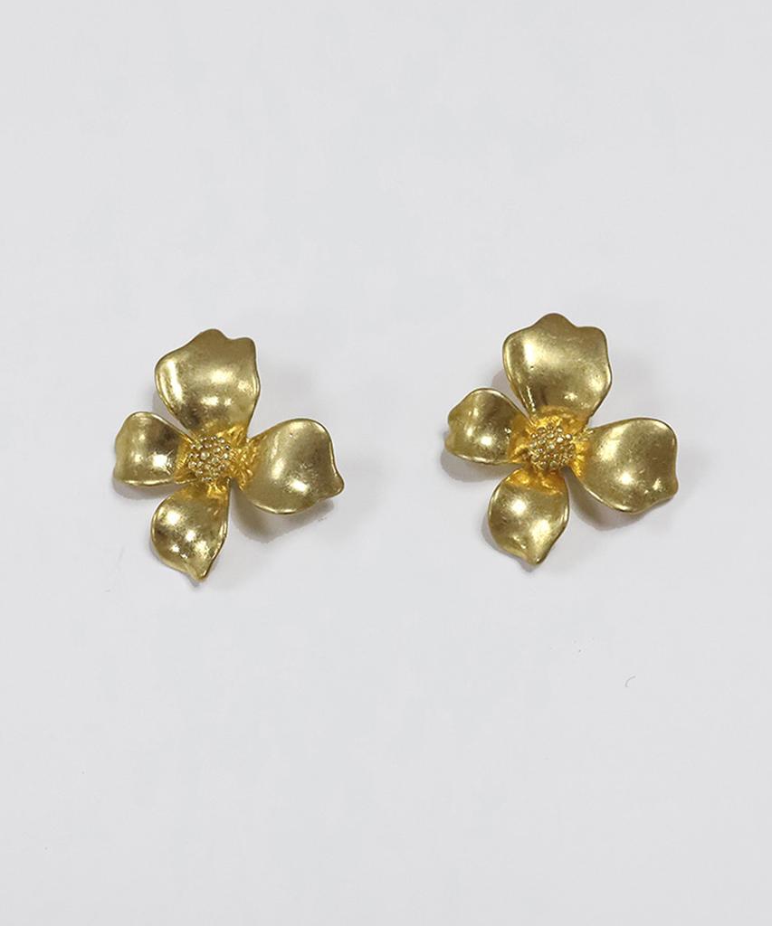 August Harmony Blooming Flower Earrings - Gold